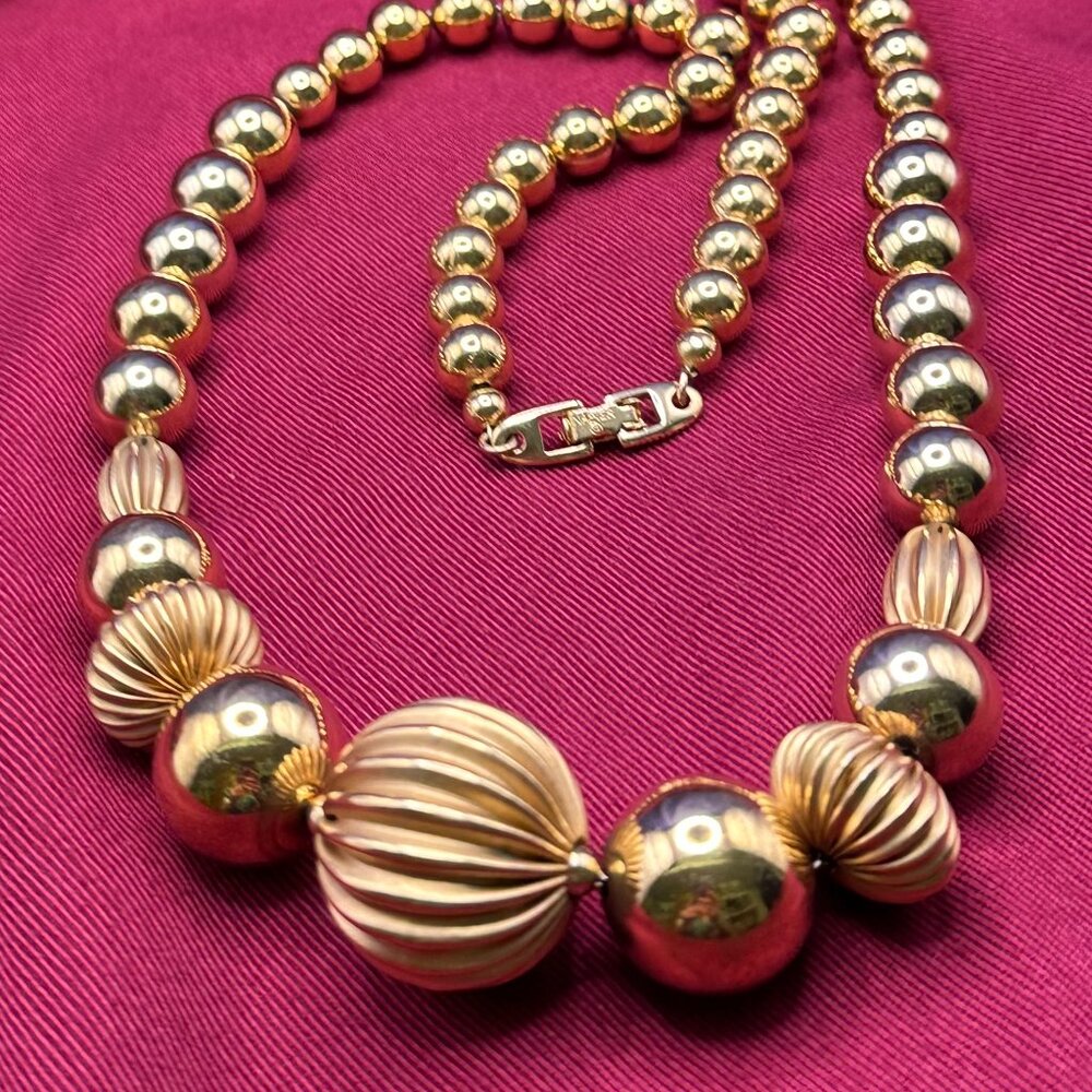 VTG Napier Chunky Gold-Tone Bead Necklace 1980s - Picture 13 of 14